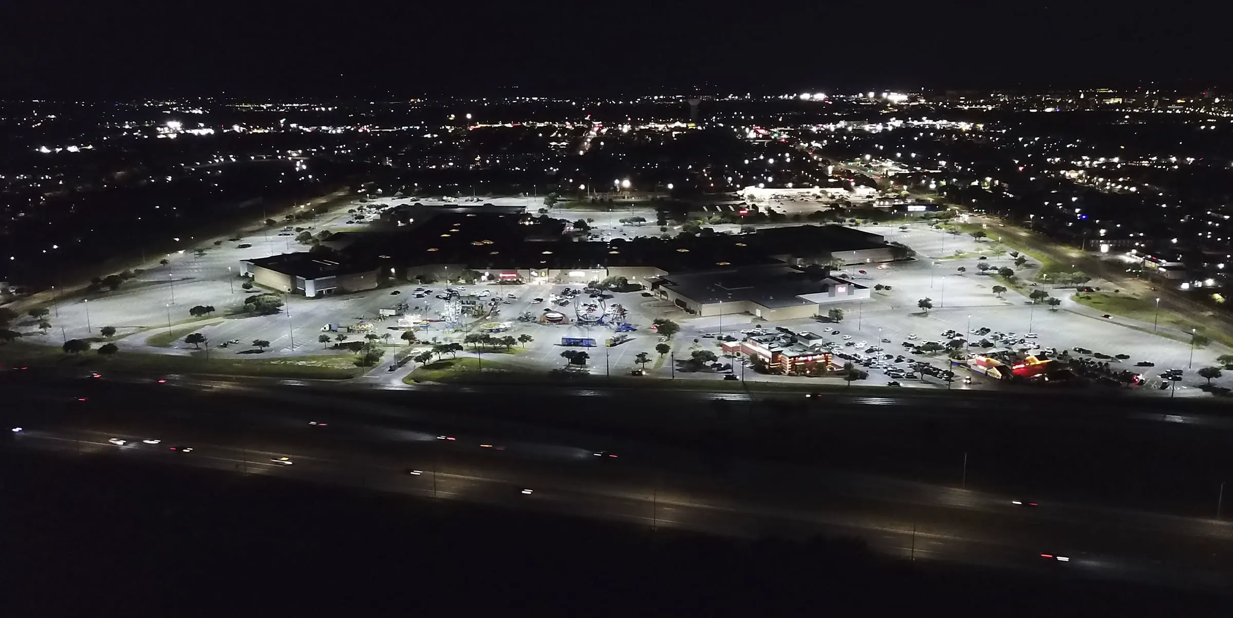 Post Oak Mall parking lot lighting at night